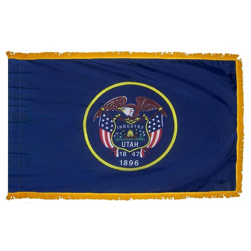 4 ft. X 6 ft. Colonial Nyl-Glo Indoor Utah Flag with Fringe