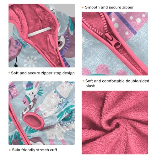 OTVEE Christmas Animals Llama Sloth Kids Hoodie Jacket Fall Spring Full Zip Warm Outwear Coat3