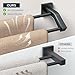 FORIOUS Double Towel Bar, 24 Inch Dual Towel Racks for Bathroom Wall Mounted, Thicken SUS304 Stainless Steel Bath Square Towel Rod Towel Holder Rail, Matte Black