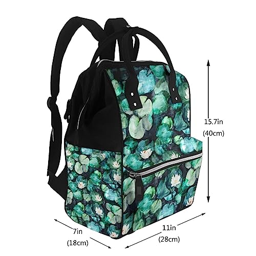 Sac à dos ordinateur portable avec grand compartiment et motif nénuphars
