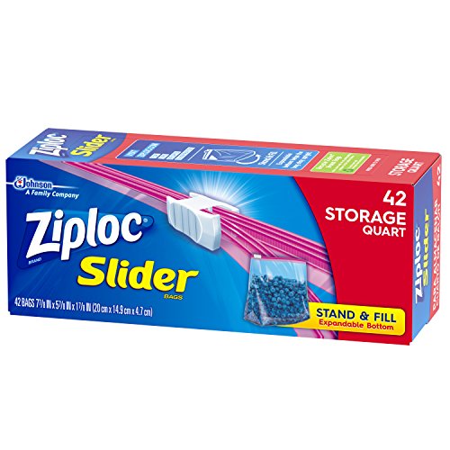 Ziploc Quart Food Storage Slider Bags, Power Shield Technology For More Durability, 42 Count #TOP2