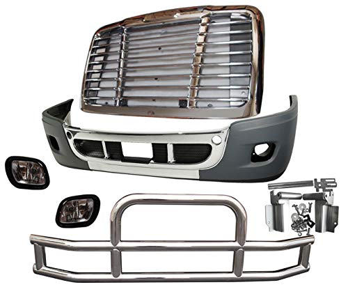 QSC Truck Parts Bumper Fog Light Grille Deer Guard Set for Freightliner Cascadia 08-16