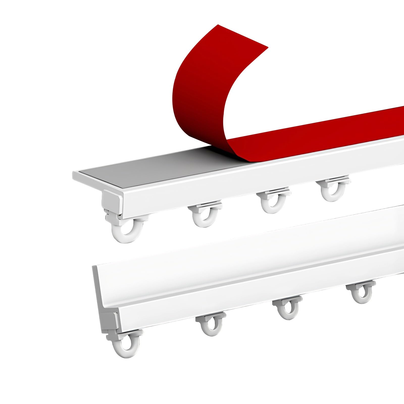 Support de tringle à rideau adhésif pour rideaux coulissants en aluminium – Sans perçage – 13,1/400 cm – Parfait pour chambre à coucher et salle de bain – Finition blanche