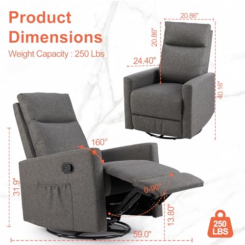 Sillón reclinable gris textil pequeño ajustable miniatura 2