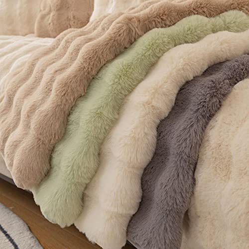 Lelebear Thick Rabbit Plush Sofa Cushion, 2023 New Fuzzy Couch Cushion Covers Furniture Protector (Pink, 90 * 90Cm/35.4In*35.4In) #TOP4