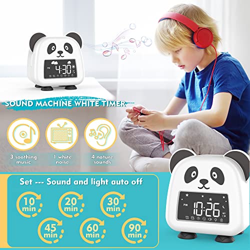 Usaoshop Kids Alarm Clock Toddlers Sleep Training Clock With Night Light Sound Machine Nap Timer, Wake Up Light Alarm Clock For Kids Bedroom, Cute Desk Clock For Boys Girls (Panda) #TOP4