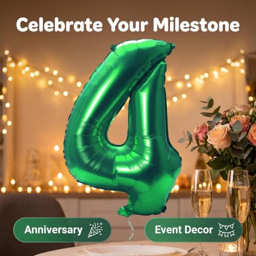Image of YPSelected 32 Inch Large Foil Helium Number Balloon Birthday Wedding Party 0-9 (Green, 4)