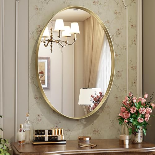 Brightify Gold Oval Mirror for Bathroom 20x28 Inch, Oval Vanity