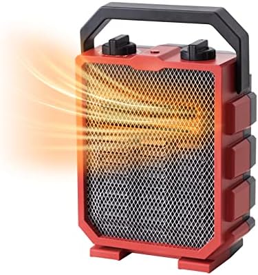 WEWARM Electric Space Heater for Indoor Use, 13.8" Portable Heater for working, Small Space Heater with Fan-Only for Workshop,Office, Overheating & Tip Over Protection,750W/1500W,Red