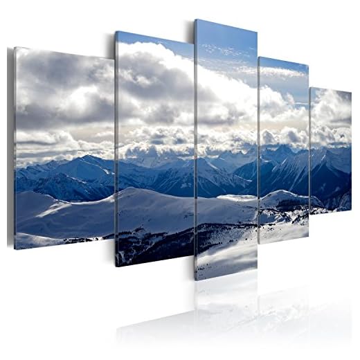 murando Cuadro en Lienzo Montanas 200x100 cm Impresión de 5 Piezas Material Tejido no Tejido Impresión Artística Imagen Gráfica Decoracion de Pared Monte Paisaje Naturaleza c-B-0082-b-m