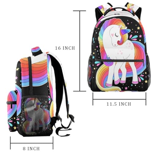 Sac à dos d'école licorne multicolore pour adolescents et filles - 2