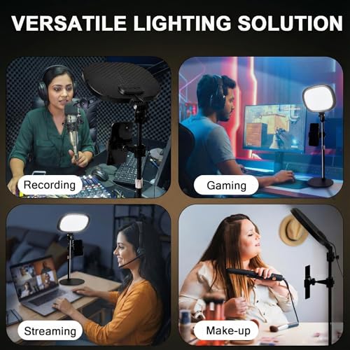 Image of NiceVeedi LED Key Light with Tripod Stand for Video Recording, 5 Color Temperatures 3200K-5600K, Dimmable 1455 Lumens, CRI 95+, USB Powered Desk Light for YouTube, Streaming, Zoom Calls