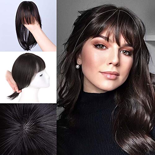 Lativ 3D Clip in Bangs Brown Black for Women Synthetic 3D Top Hair Air Fringe Bangs HairPieces (Brown Black)