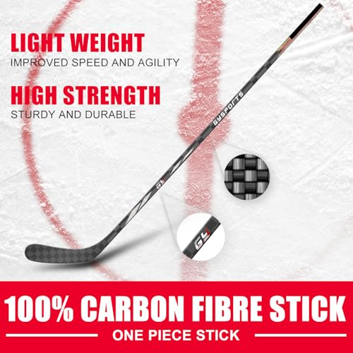 GY Ice Hockey Stick Senior 100% Carbon Fibre Hockey Stick Adult with Hockey Stick Bag, 66" Length/Flex 75 /Shaft Woven 24K /375G /Mid Kick Point (Left Handed) - Thumbnail 3