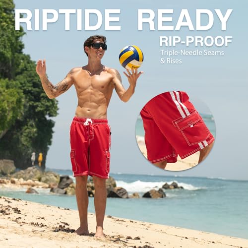 Image of Kanu Surf Men's Big Viper Extended Size Stripe Swim Trunk