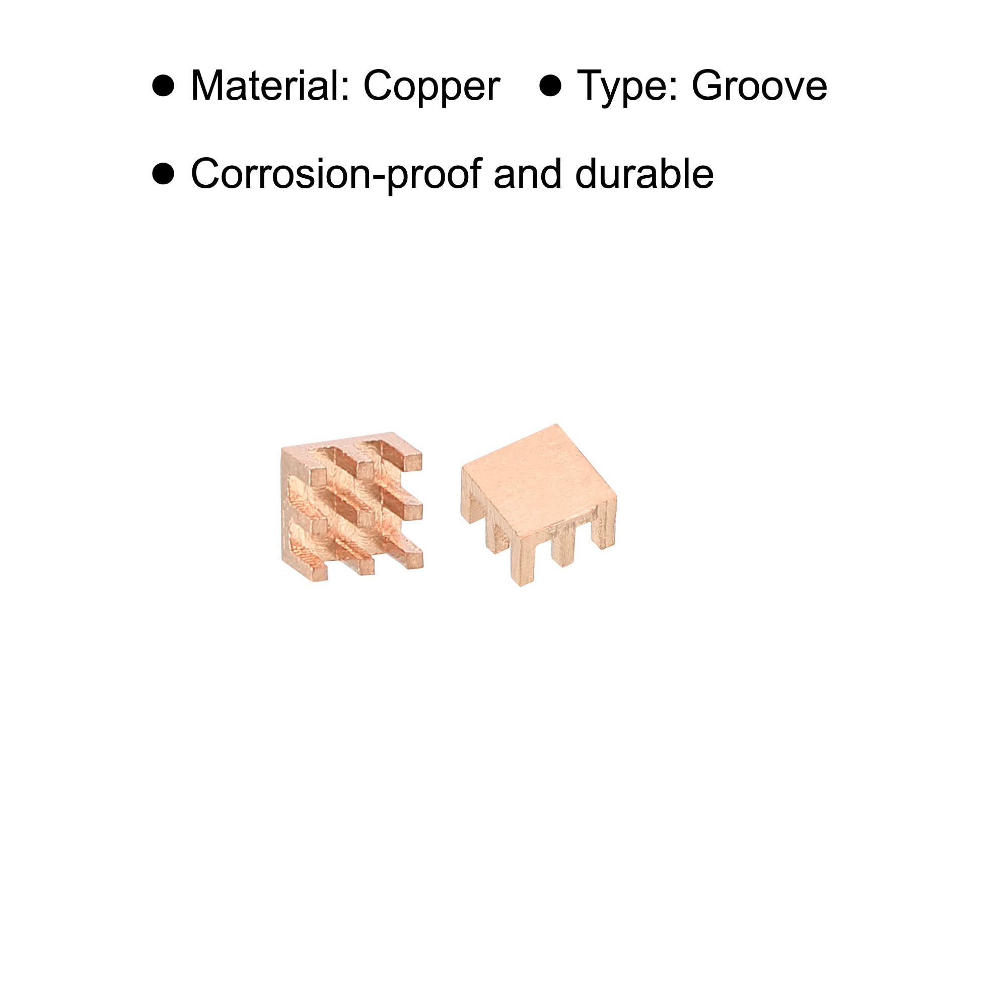 sourcing map 5 sztuk miedzianych radiatorów 6 x 6 x 4 mm samoprzylepnych do chłodnicy chipsetowej IC