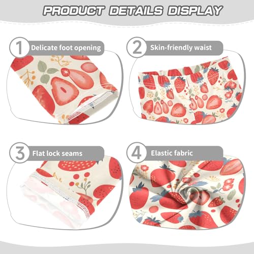 Hand Drawn Strawberry Girls Leggings Athletic Pants Tights Stretch Bottom3