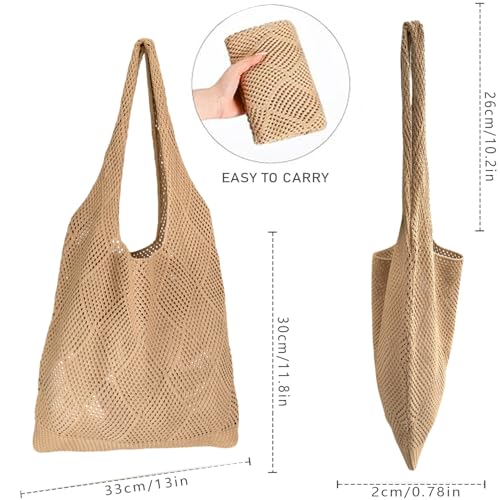 Crochet Mesh Beach Shoulder Bag Tote Bag Handbags Knitting Hollow Summer Hobo Bag Aesthetic for Women2