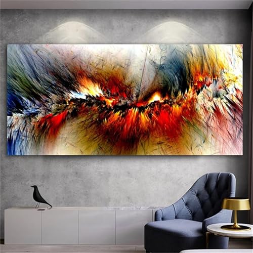 Broderie Diamant Point de Croix Nuage de Lignes Abstraites 60x130cm