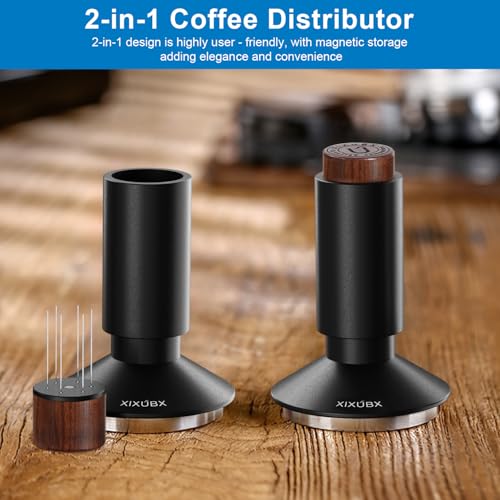 Image of XIXUBX 2-in-1 Espresso Tamper & Magnetic WDT Tool, 51mm Spring Loaded Tamper with Corrugated Base & Cover, Anodized Aluminum Handle, Fits XIXUBX and Other 51mm Portafilter Espresso Machines