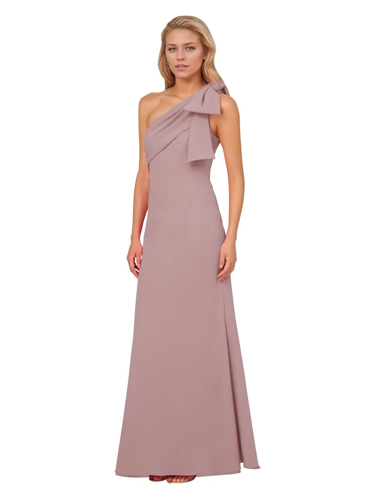 Stanjiehu One Shoulder Satin Mother of The Bride Dresses for Women 2026 Mermaid Long Bridesmaid Dresses with Bow