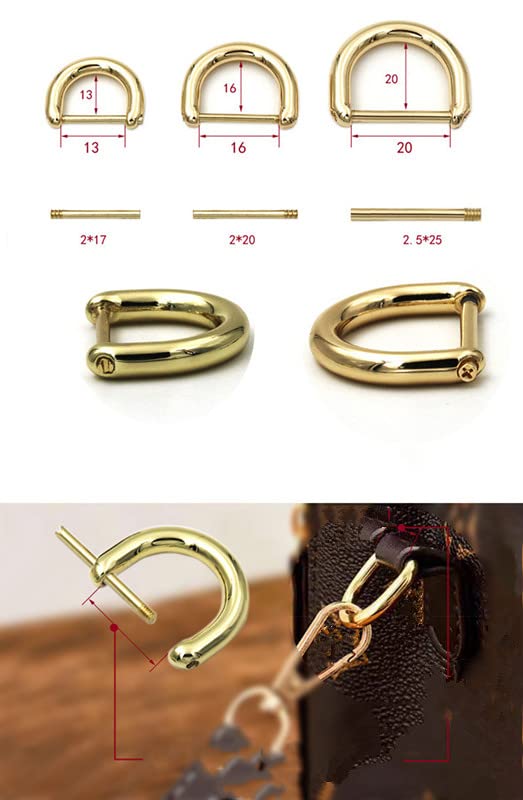 Fibbie ad anello in metallo, 5/10 pezzi ID13/16/20/25mm Borse con fibbia ad anello in metallo D Anello Vite Sostituisci gancio for appendere Decorazioni for bagagli fai da te Fibbie Parti hardware-10