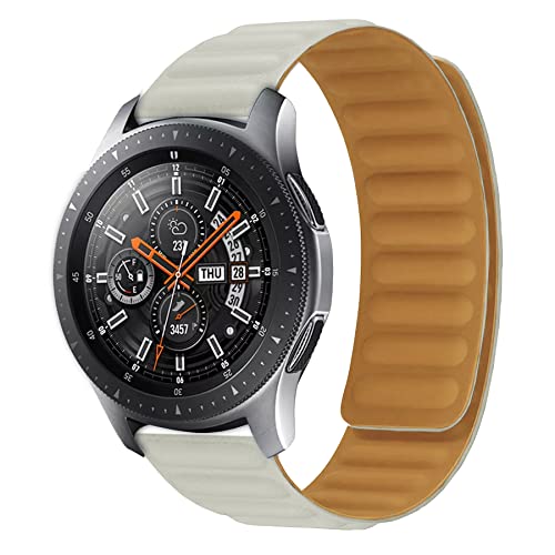 Image of ACM Watch Strap Magnetic Silicone Loop Compatible with Universal 22mm Size Replacement Strap Smartwatch Luxury Band White