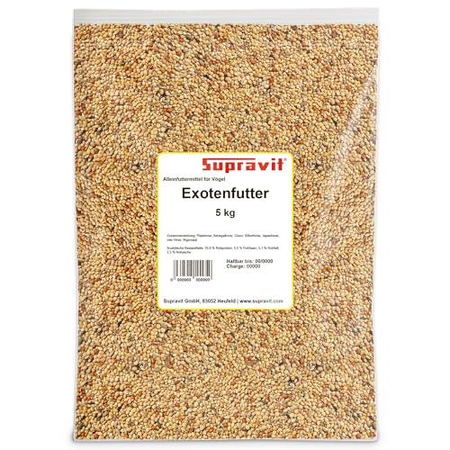 Supravit Exotenfutter 5kg - hochwertiges Mischfutter für exotische Finken - enthält wertvolle Hirse...