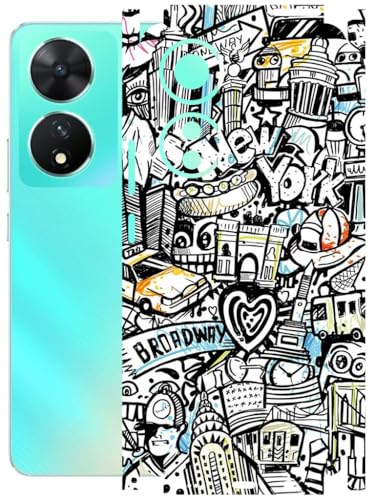 Image of AtOdds - Full Body Back Screen Guard Protector Film - Lamination Wrap Skin Sticker Compatible with VIVO T2 (5G) | Scratchproof Matte Finish (Graffiti 26)