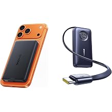 Baseus Qi2.2 25W Slim 10,000mAh Magnetic Portable Charger, Bundle 10000mAh Fast Charging Power Bank Built-in 45W Retractable USB-C Cable
