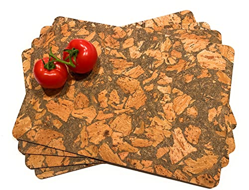 Cork Table Placemats: Set Of 4 Rectangle-17X12 Smoked Gray Cork Placemats: Can Be Used As Farmhouse Placemats, Rustic Placemats, Boho Placemats, Dining Table Mats,Sustainable Products #TOP17