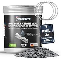 OH3 Fitgadgets Fahrradkettenwachs in Heißwachs-Dose zum Erhitzen - Inkl. 3x Kettenhalter - 350g Hot Melt Chain Wax mit Graphit & Wolfram-Sulfid - Wachs-Schmiermittel für Rennrad, MTB & Gravelbikes