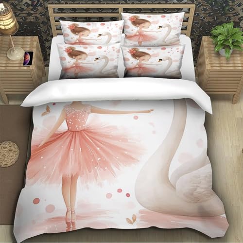 Housse de couette ballerine 140x200 parure de lit microfibre imprimée - 5