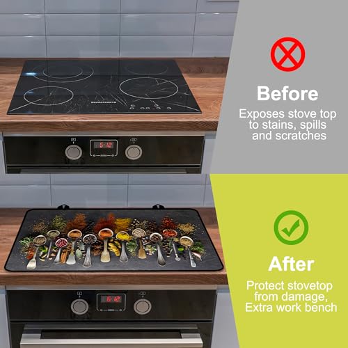 Image of Stove Top Covers for Electric Stove, Glass Stove top Cover 28 inchx 20 inch