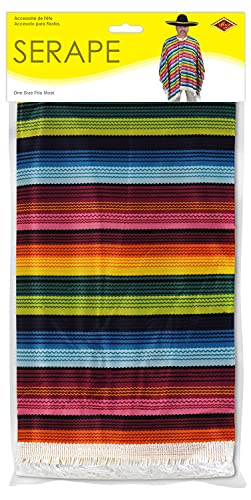 Beistle Cinco De Mayo Mexican Fiesta Serape Poncho Costume Accessory, One Size, Multicolored, Fits #TOP3
