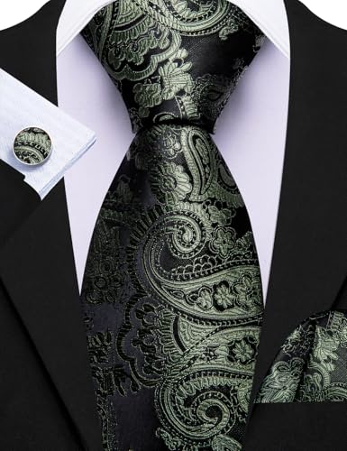 Image of Barry.Wang Men 6PCS Tie Silk Gift Necktie Clip Woven Tie Sets Party