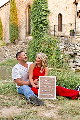 Cappuccino Felt Letter Board Back to School Sign with Rustic Wood White Frame - Farmhouse Letter Board Sign with Stand - Baby Announcement 12x16 Felt Board Changeable Message Board with 350 Letter Set