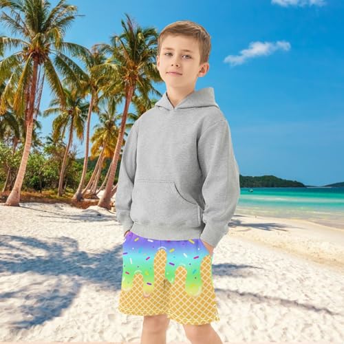 Boys Athletic Shorts Basketball Shorts Ice Cream Hiking Gym Shorts with Pocket for Outdoor Activity 7-15Y4