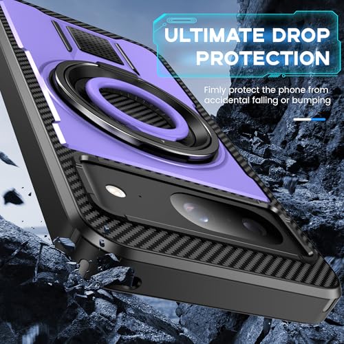 Coque Google Pixel 8 antichoc double couche avec anneau support violet