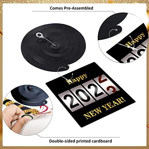 iZoeL Happy New Year Decorations 2023 Black Gold Happy New Year Banner 2023 new year balloons New Year Hanging Swirl table confetti for 2023 New Years Eve Party