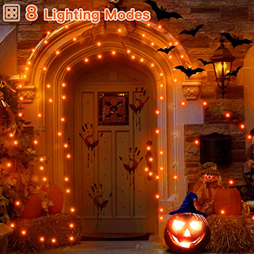 Ollny Halloween Lights Outdoor Indoor, 60 Ft 180 Led Halloween Decorations Lights Orange, Waterproof String Fairy Lights Plug In, 8 Modes And Timer Light For Party, Yard, Door, Christmas, Home Decor #TOP1