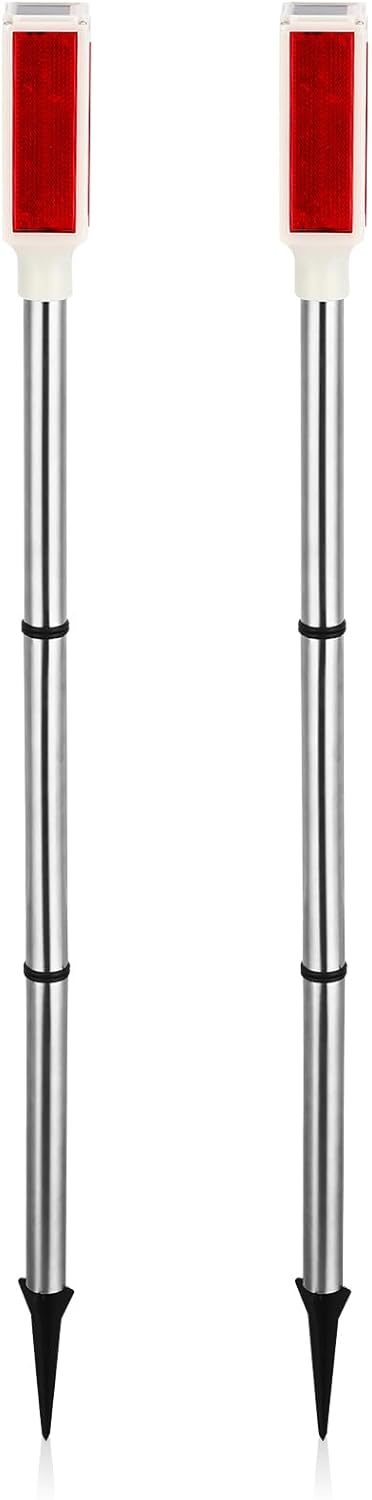 DOITOOL 2 Pcs Driveway Markers Solar Powered, 30 Inch Reflective Red Driveway Reflectors on Poles for Snow Road Outdoor Yard Parking Lots Strobe Warning Landscape Lighting