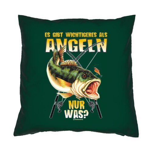 trag-das bedruckter Kissenbezug - Spruch: Es gibt wichtigeres als Angeln - nur was? - Geschenk Couchkissen Sofakissen Dekokissen Mama Papa Geburtstag Weihnachten