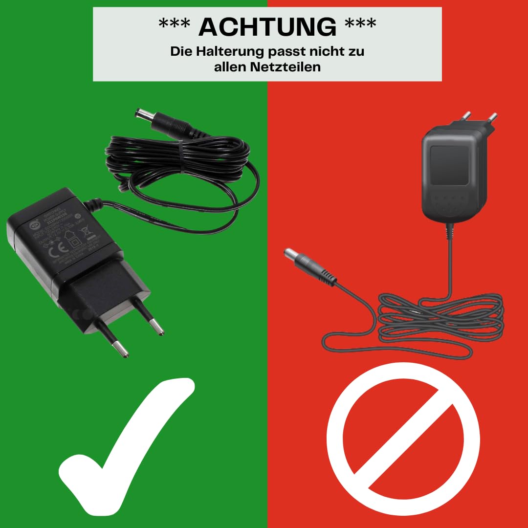 Halterung passend für Fritz!Fon C5 AVM | Steckdosenhalterung ohne Bohren | DECT Telefon Halterung & Zubehör | Platzsparender Telefonhalter mit Kabelmanagement | Zubehör Fritz!Fon C5 | Schwarz