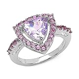 Bague Vendôme Rose de France et rhodolites. Argent massif rhodié 54 BGAM208