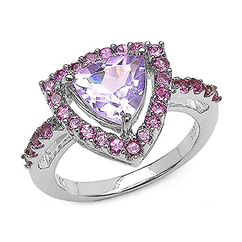 Bague Vendôme Rose de France argent rhodié 54 et rhodolites véritables