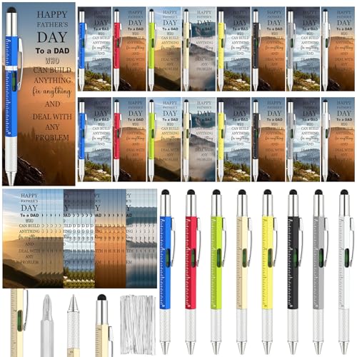Sayglossy 24 Sets 6 in 1 Multi Toolpen Church Gifts for Men, Multicolor | Religious Blessing Cards with Prayers, Bulk Party Favors for Dad Husband Church Members, Appreciation Gift Sets