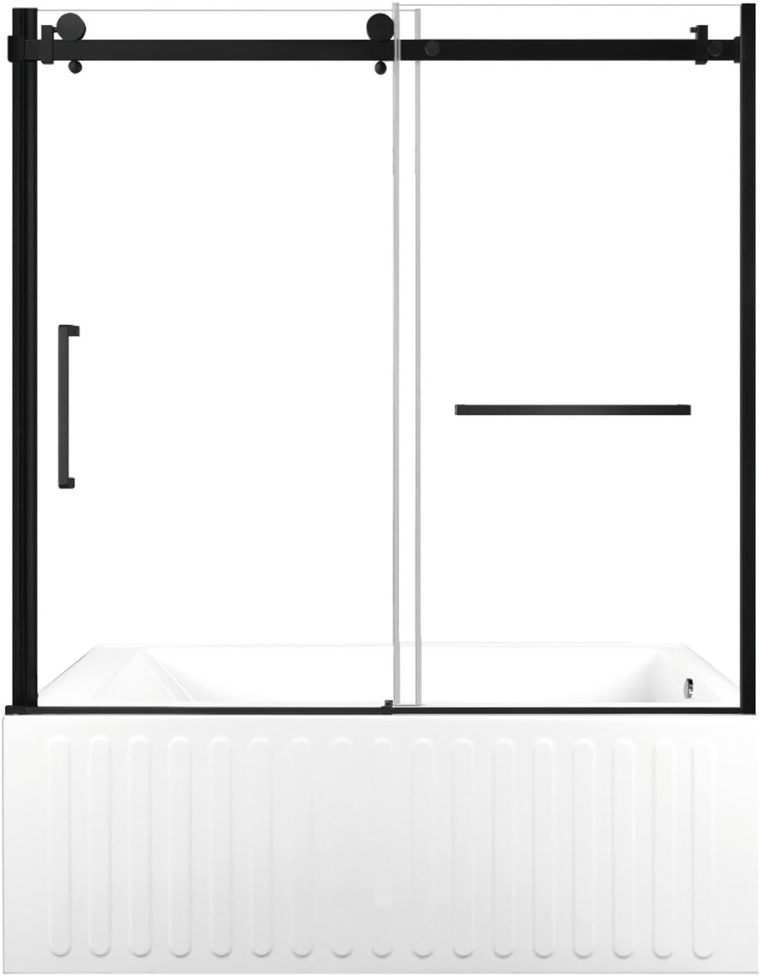 Kingston Brass KVTDE603121R0 60" Acrylic Rectangular 3-Wall Alcove Tub with Tub Door, Right Hand Drain, White/Matte Black