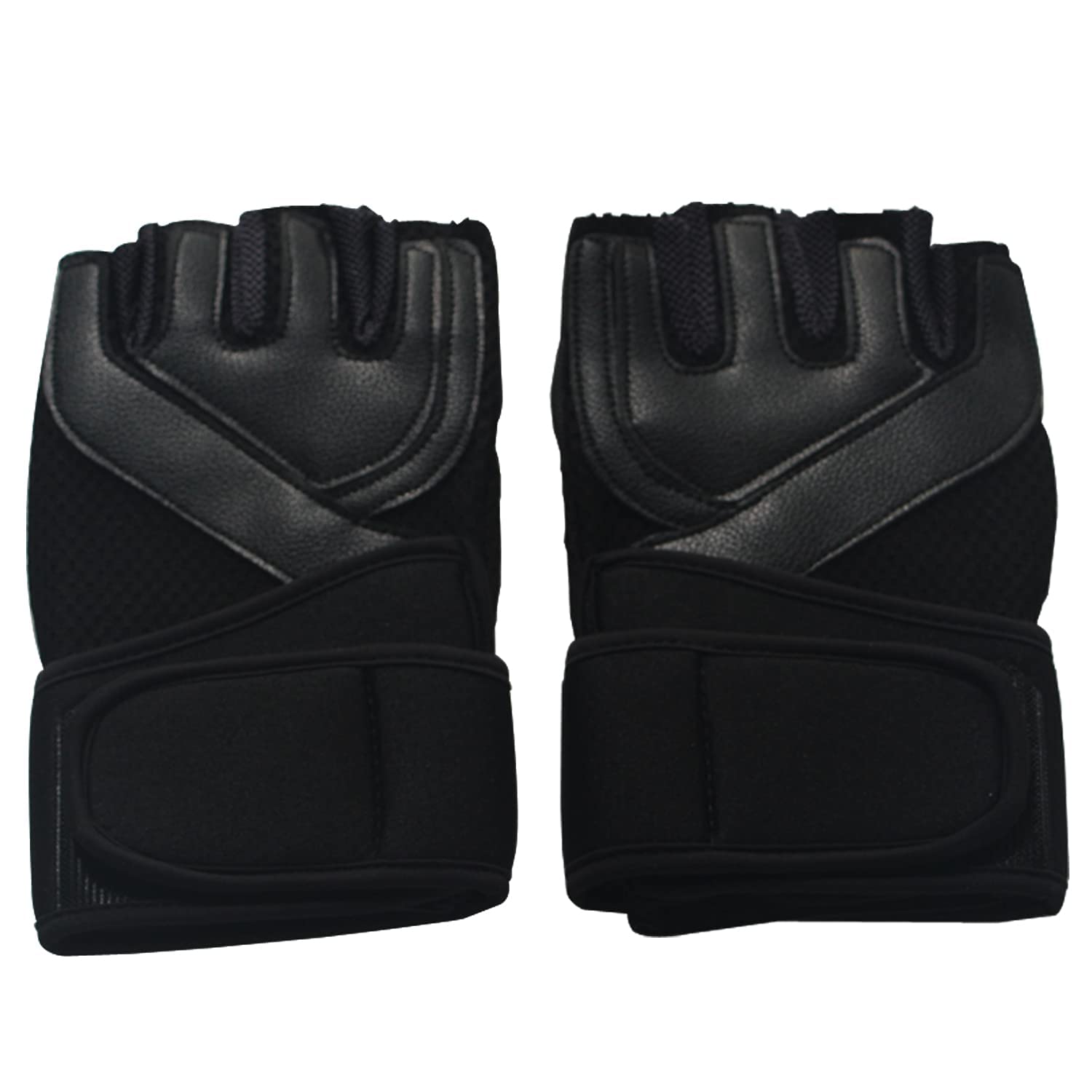 OLAHRAGA Fingerless Padded Palm Nylon Gloves with Velcro Strap for Men and Women Suitable for Gym Exercise Sports (Black) (B09SLMSSG9) Amazon Price History, Amazon Price Tracker