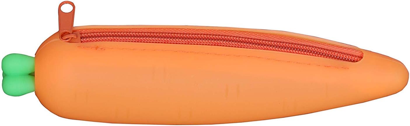 Right Products Silicone Portable Carrot Shape Purse Office Stationery Pencil Case Student Stationery Bag, Make-up Pouch Pen Pencil Case with Zipper(Multi-Color).